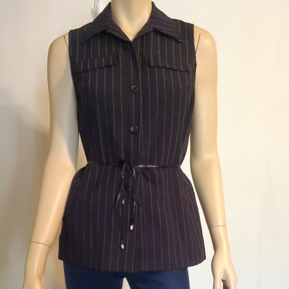 Black Suit Vest Pinstripe Vintage